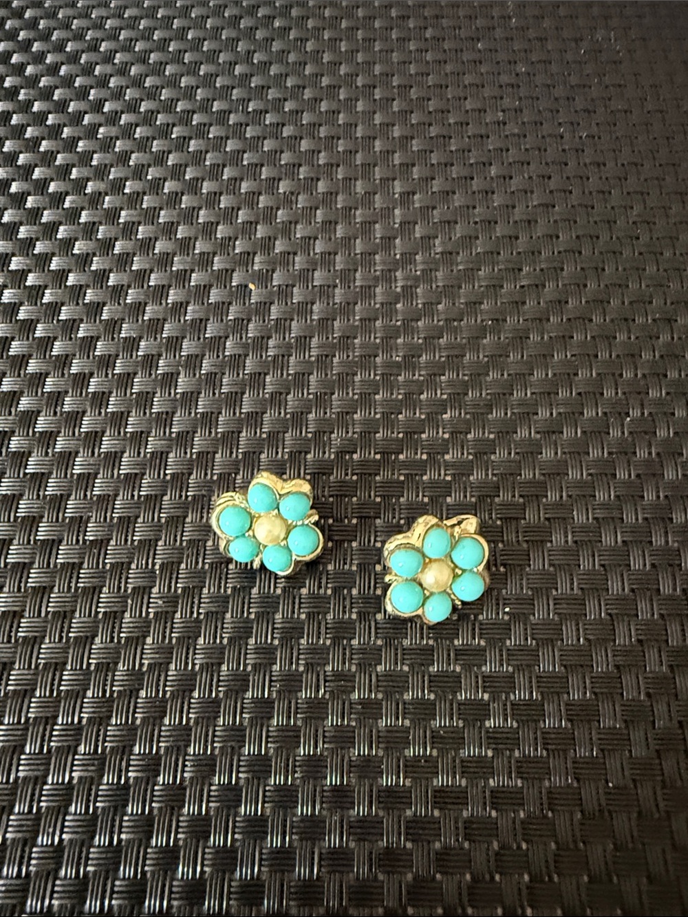 Gold-Tone Turquoise Flower Stud Earrings - Women's Jewelry